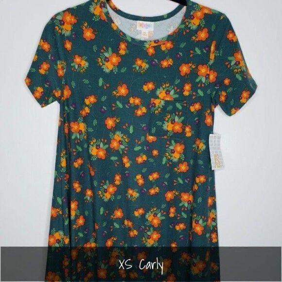 LuLaRoe Carly Dress XS Green Floral NWT - Picture 1 of 2